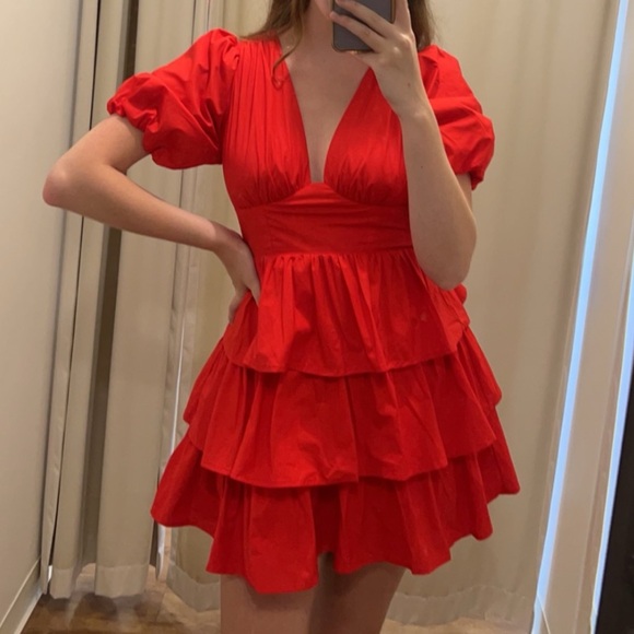 vestique Dresses & Skirts - Vestique red ruffles dress